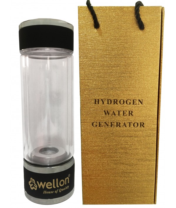 WELLON SPE PEM Hydrogen Generator Water Bottle SPE PEM Technology Ionizer High Concentration Discharge Ozone and Chlorine. (Black)